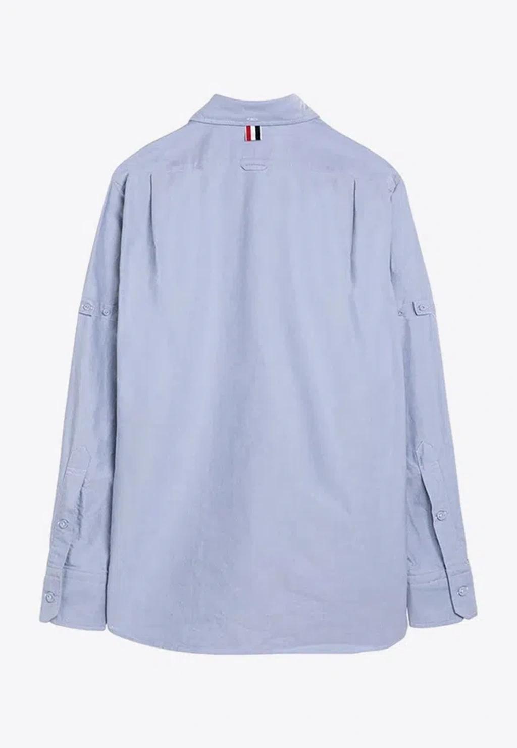 THOM BROWNE Classic Fit Cotton Button-down Shirt In Light Blue Product Image