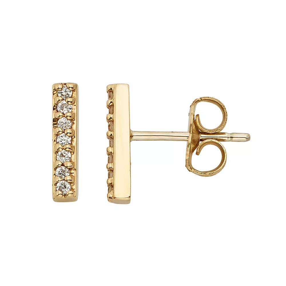 1/10 Carat T.W. Diamond 10k Gold Stick Stud Earrings, Women's, Yellow Product Image