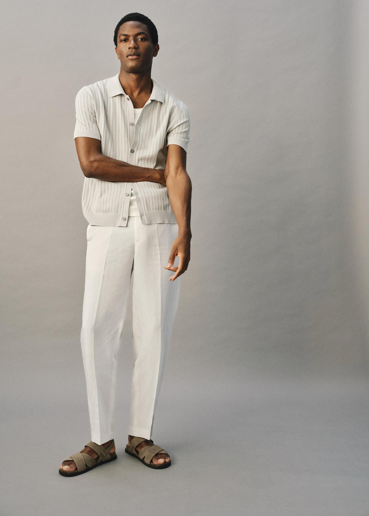 Straight-leg pants in a linen and lyocell blend - Men | MANGO USA Product Image