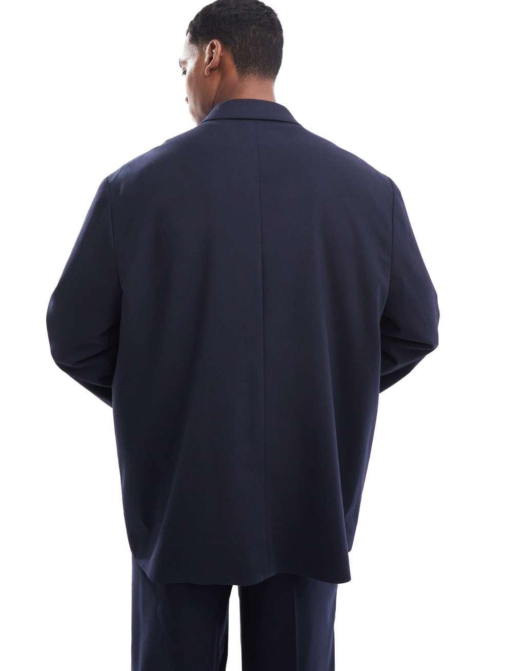 ASOS DESIGN oversized slouchy suit jacket in navy Product Image