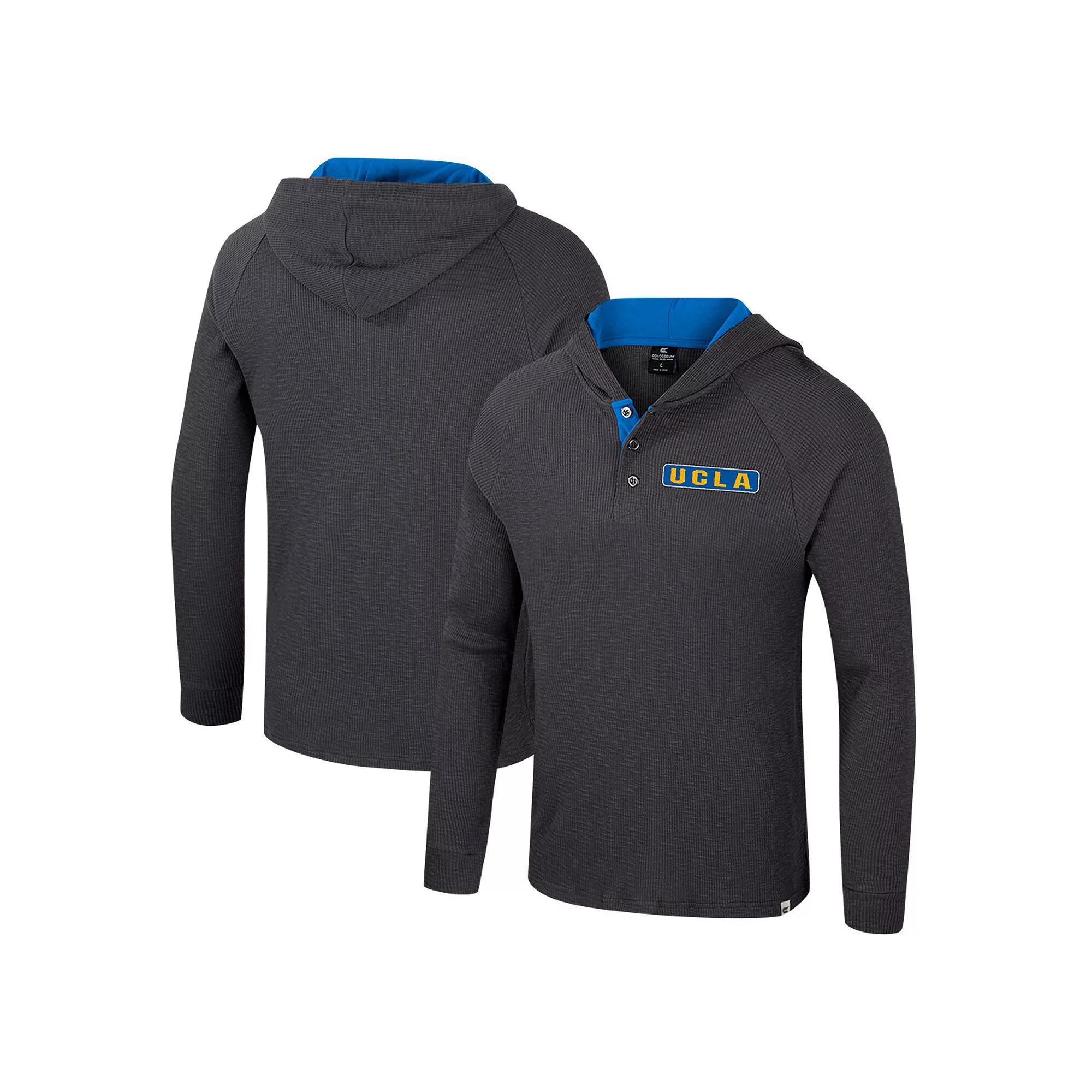 Mens Colosseum Charcoal UCLA Bruins Dujour Ralgan Long Sleeve Henley Hoodie T-Shirt Product Image