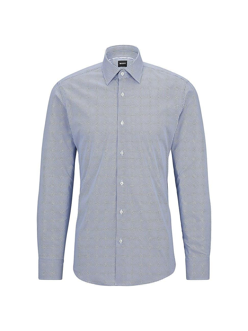 HUGO BOSS Boss By  Men's Patterned Regular-fit Shirt In Light,pastel Blue Product Image