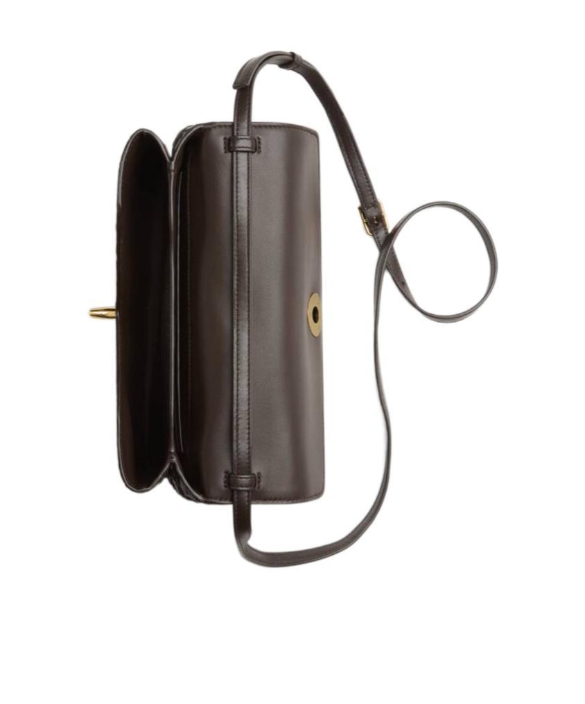 BOTTEGA VENETA Knot Lock Medium Intrecciato Leather Shoulder Bag In Brown Product Image
