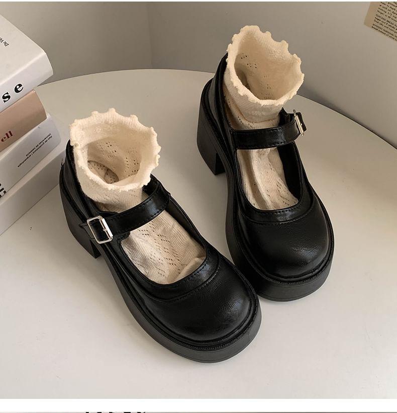 Platform Chunky Heel Mary Jane Pumps Product Image