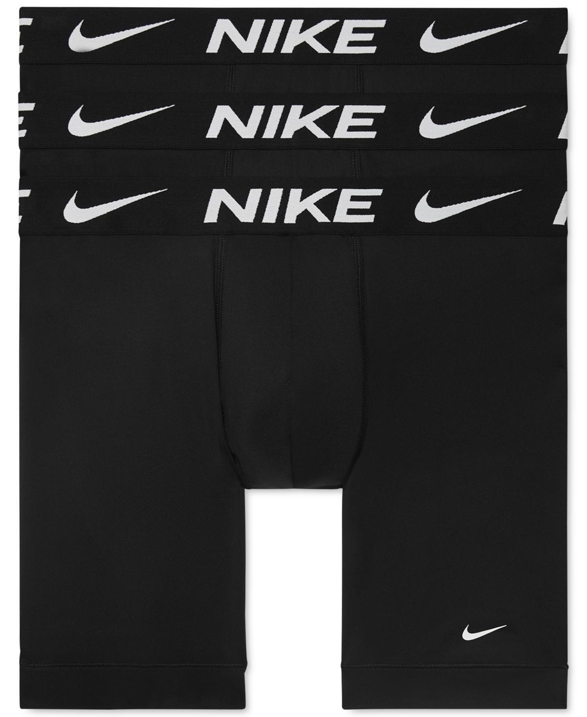 Men's Nike Dri-FIT Essential 3-pack Microfiber Long-Leg Boxer Briefs, Size: XXL, Blue Grey Black Product Image