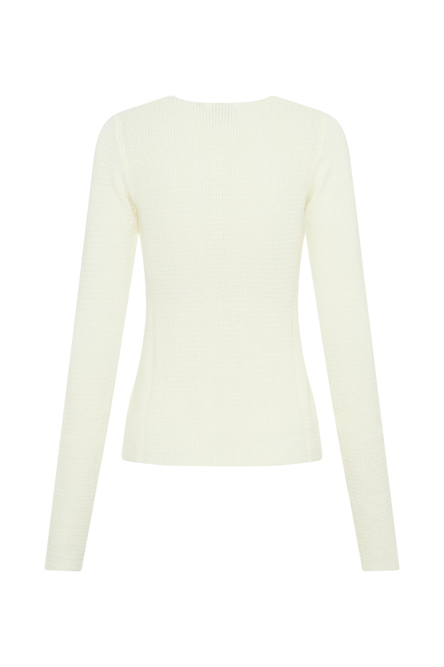 Noah Knit Tie Long Sleeve Top - Ivory Product Image