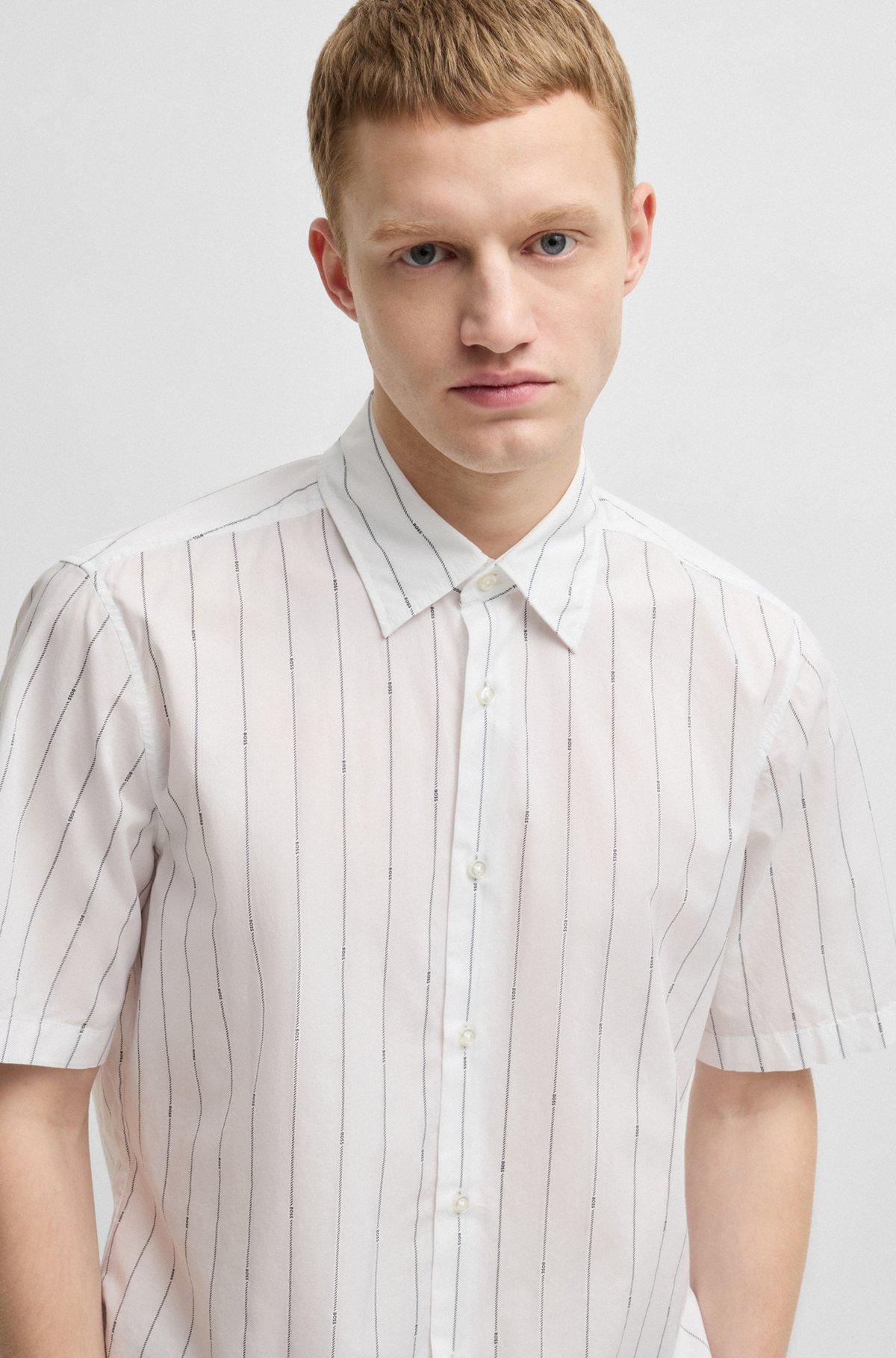 Regular-fit shirt in printed cotton poplin Product Image
