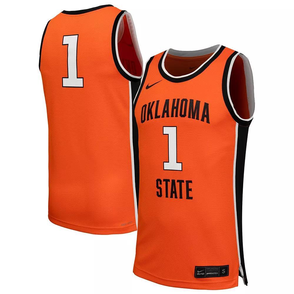 Men's Nike #1 Orange Oklahoma State Cowboys  Replica Basketball Jersey, Size: Medium Product Image