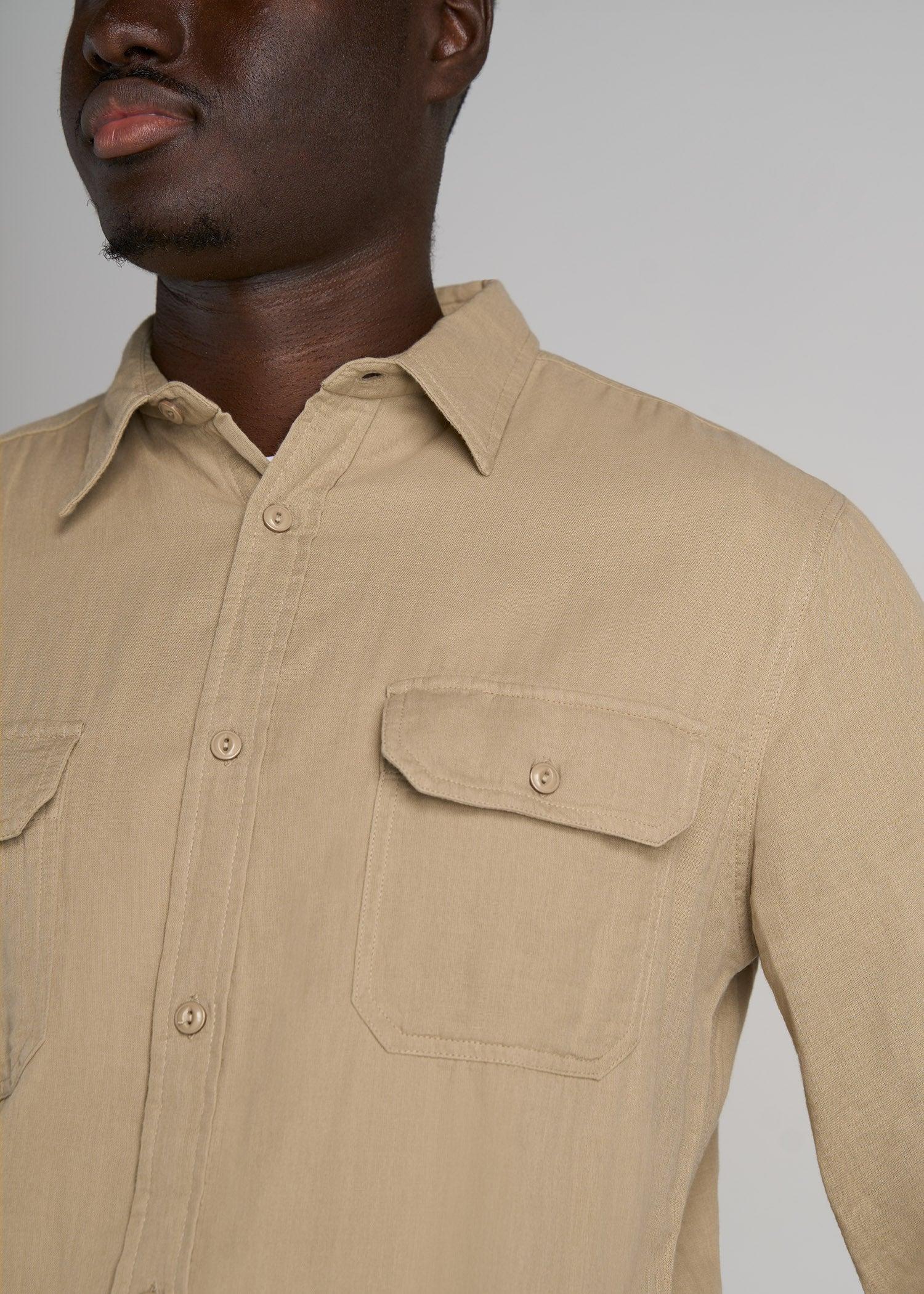 LJ&S Double Weave Shirt for Tall Men in Vintage Buck Product Image