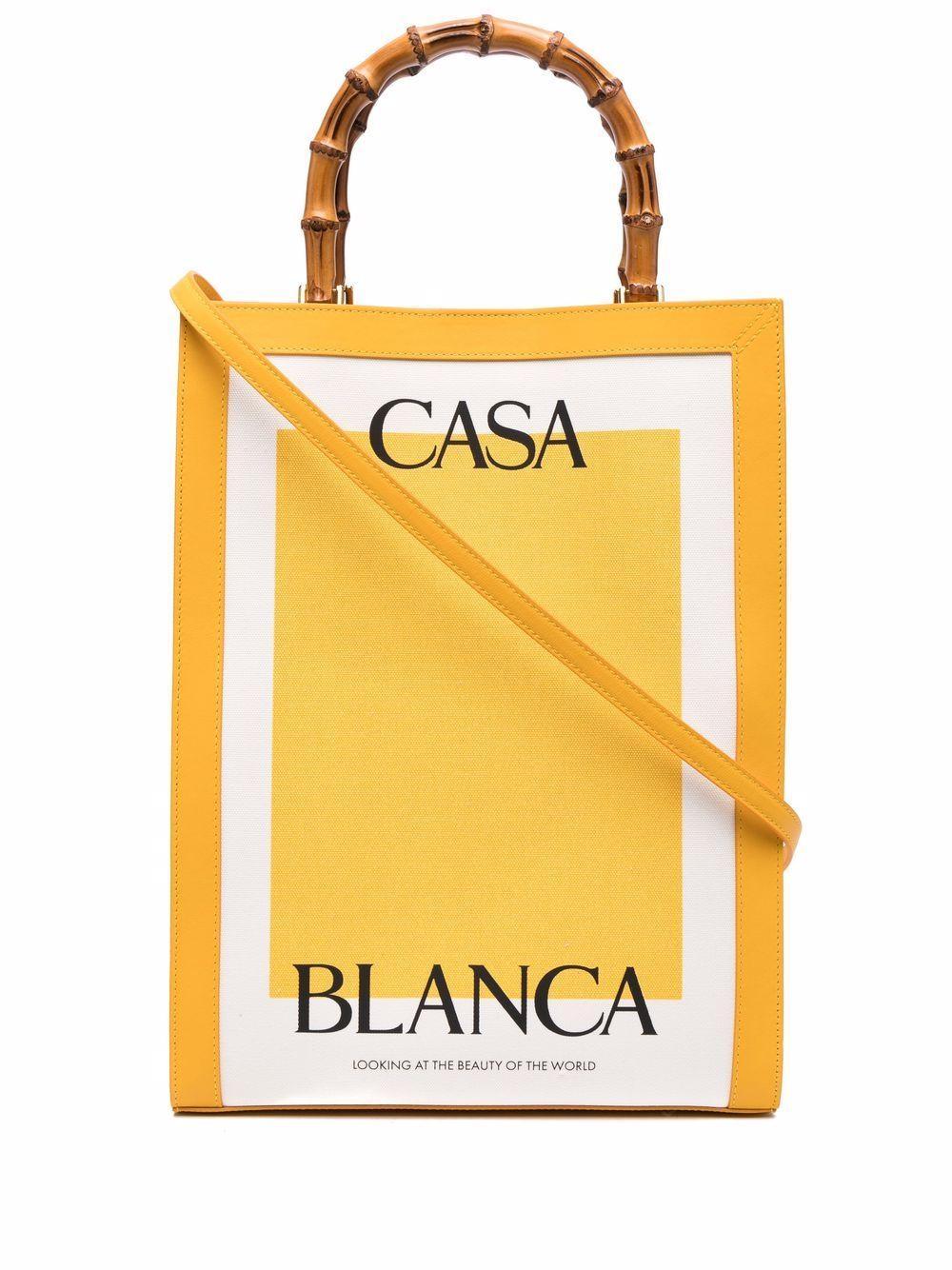 logo-print bamboo-handle tote bag Product Image