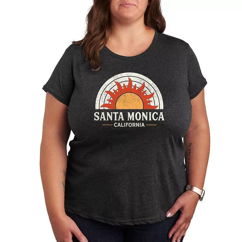Plus Santa Monica California Sun Graphic Tee, Womens Blue Product Image