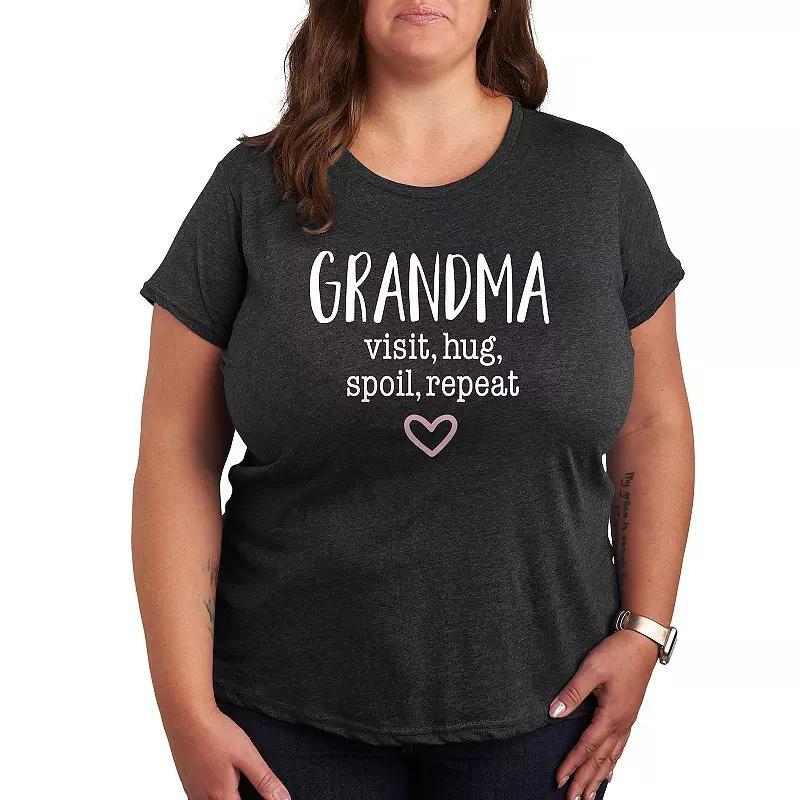 Plus Grandma Visit Hug Graphic Tee, Womens Heather Grey Product Image