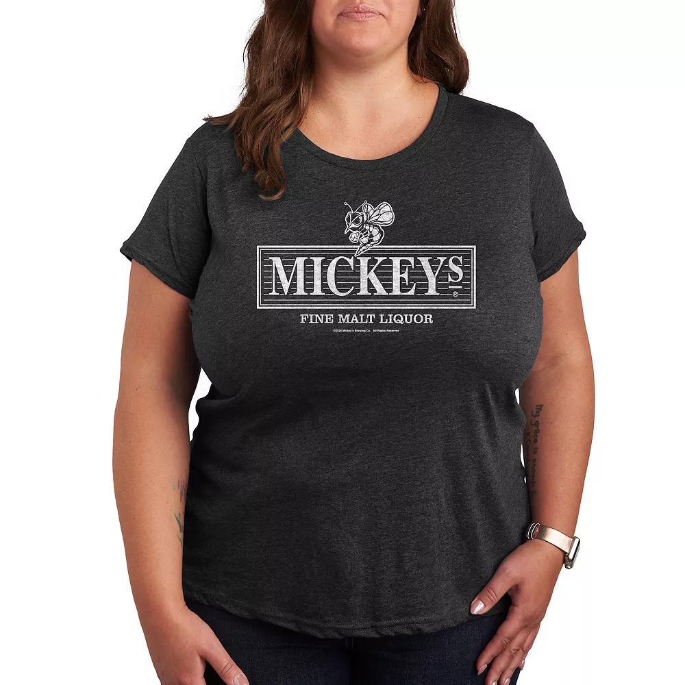 Plus Mickeys Vintage Logo Graphic Tee, Womens Heather Grey Product Image