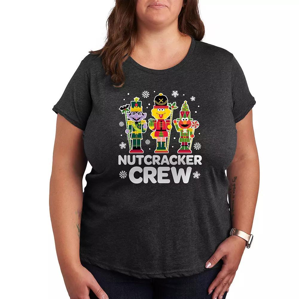 Plus Sesame Street Nutcracker Crew Graphic Tee, Womens Heather Grey Product Image