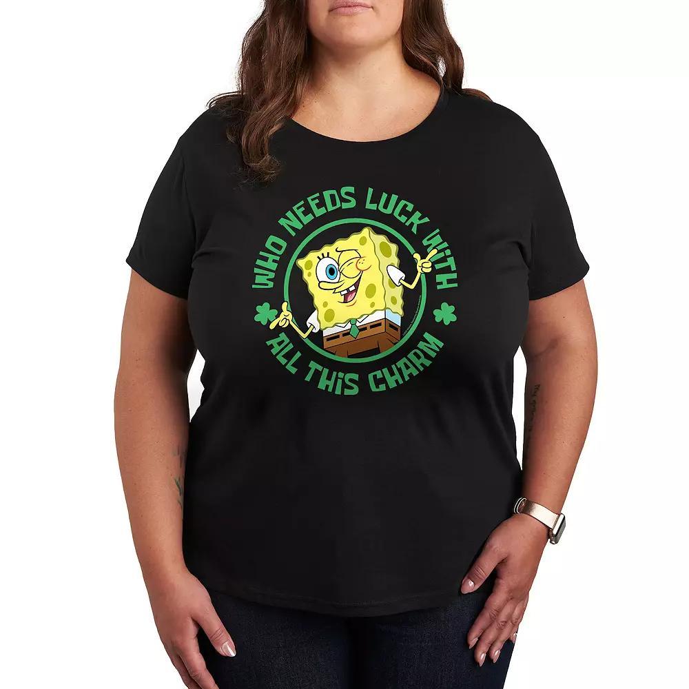 Plus Nickelodeon SpongeBob SquarePants Who Needs Luck Graphic Tee, Womens Product Image