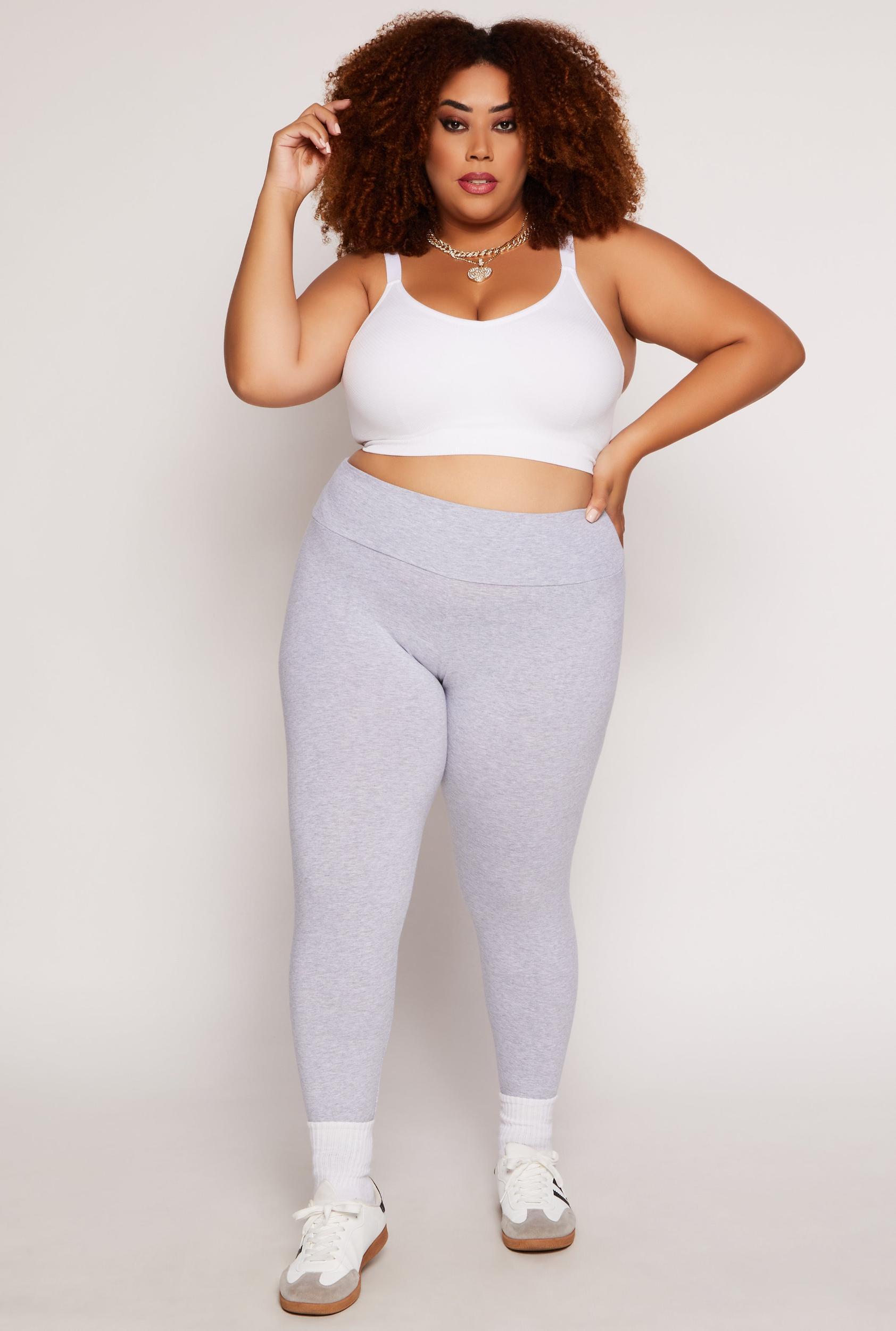 Womens Plus Size Basic Waistband High Waist Leggings Product Image