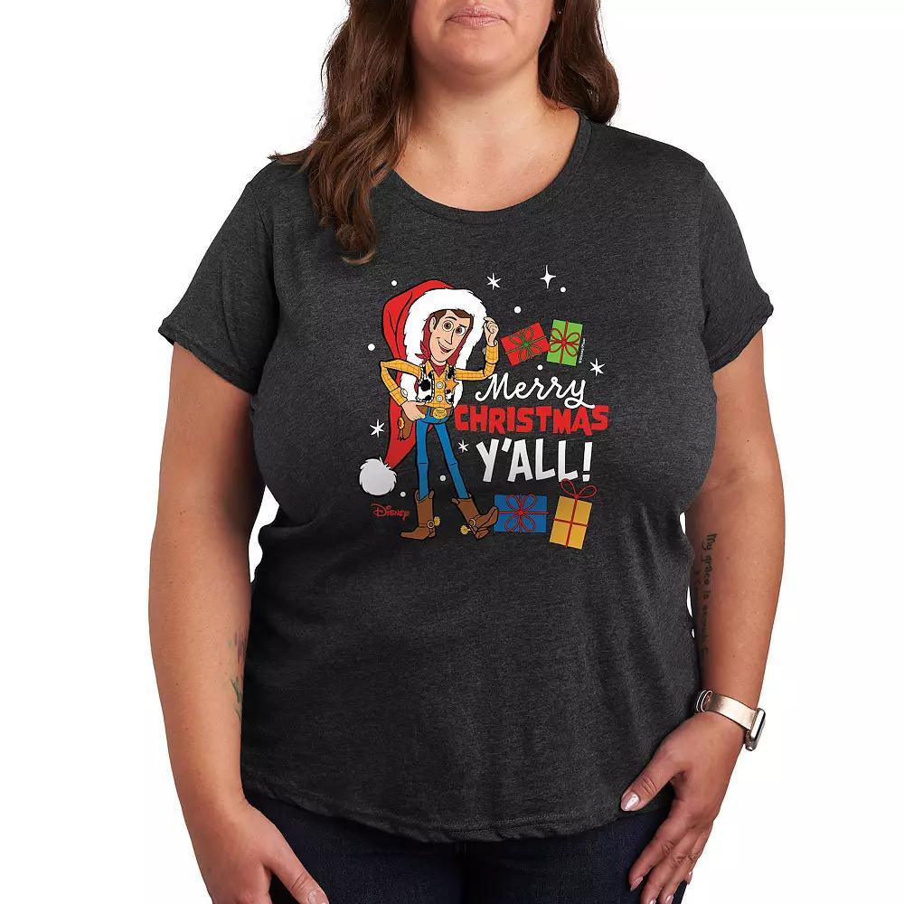 Disney / Pixars Toy Story Woody Womens Christmas Graphic Tee, Girls Heather Grey Product Image