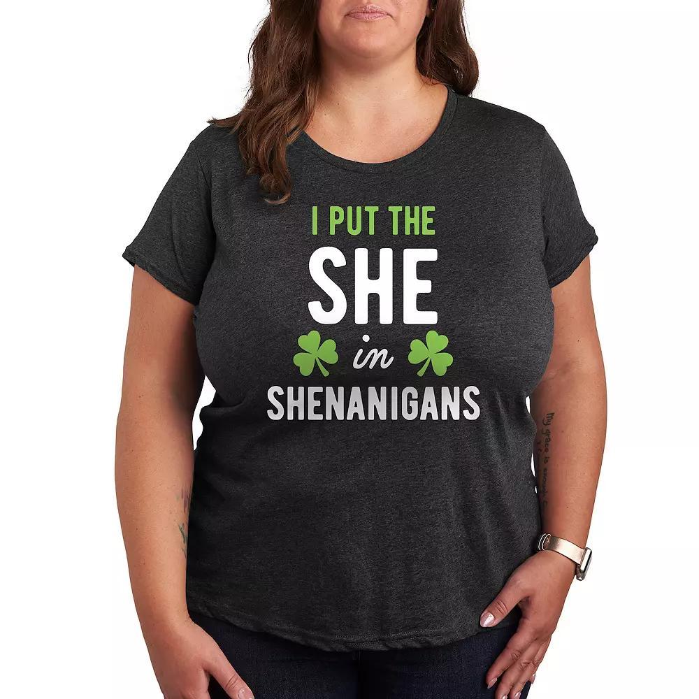 Plus I Put She in Shenanigans Graphic Tee, Womens Heather Grey Product Image
