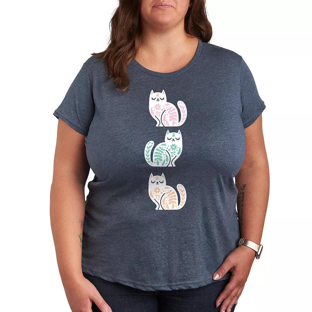Plus Scandinavian Cats Graphic Tee, Womens Product Image