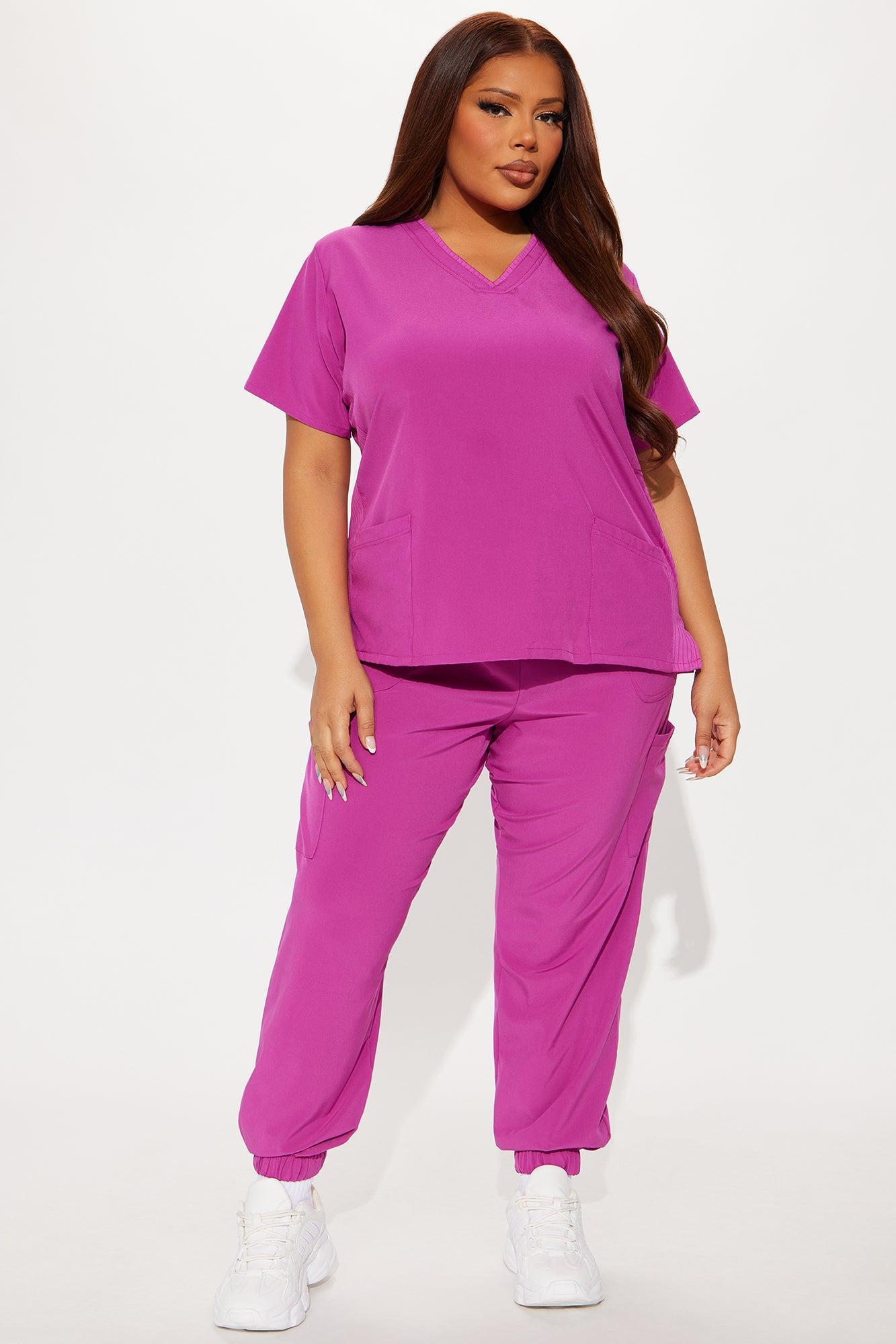 Wellness 4 Way Stretch Uniform Scrub Jogger Set - Magenta Product Image