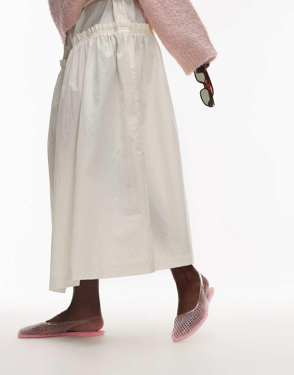 Topshop Harper jelly slingback ballet flats in pink Product Image