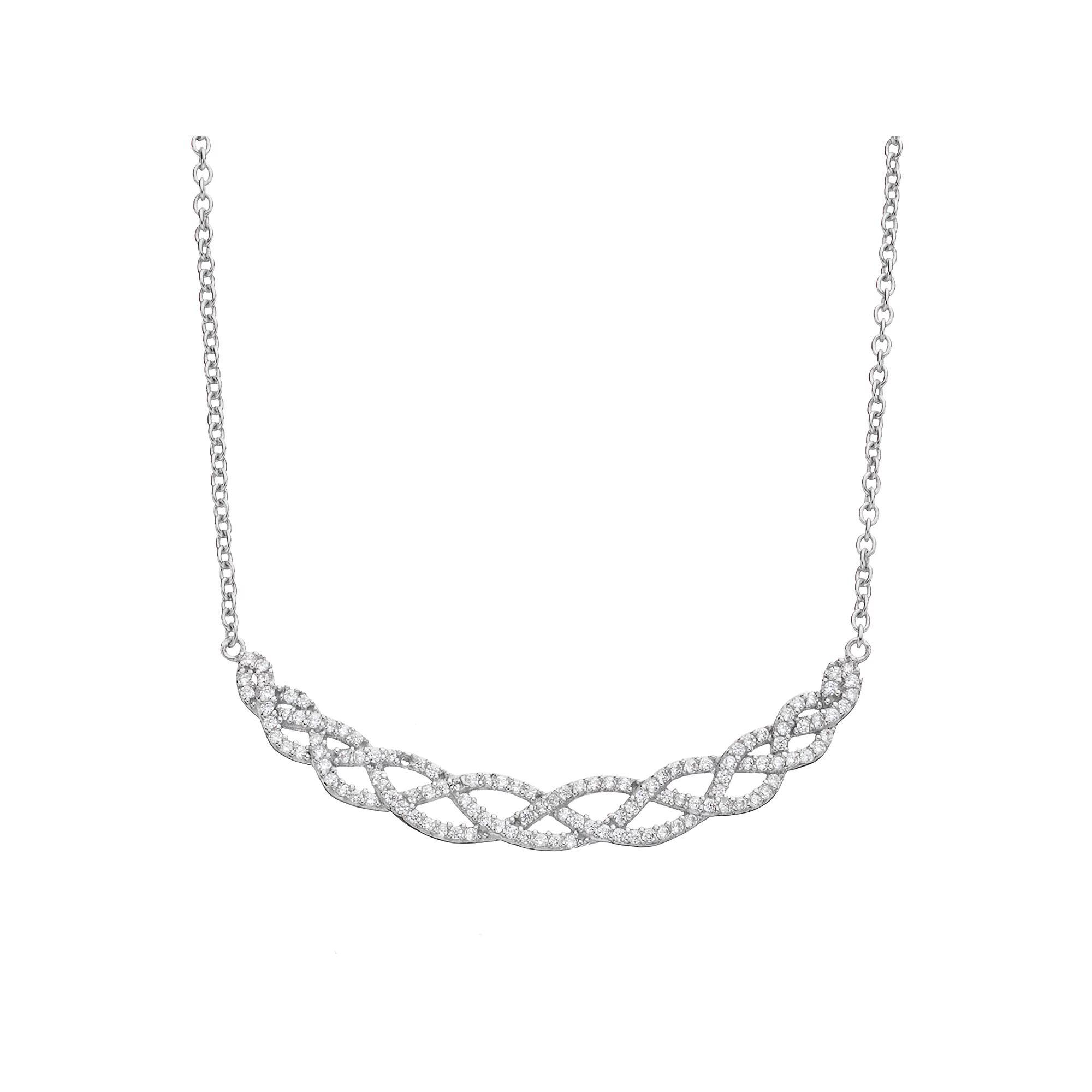 Sophie MillerCubic Zirconia Sterling Silver Woven Necklace, Womens White Product Image