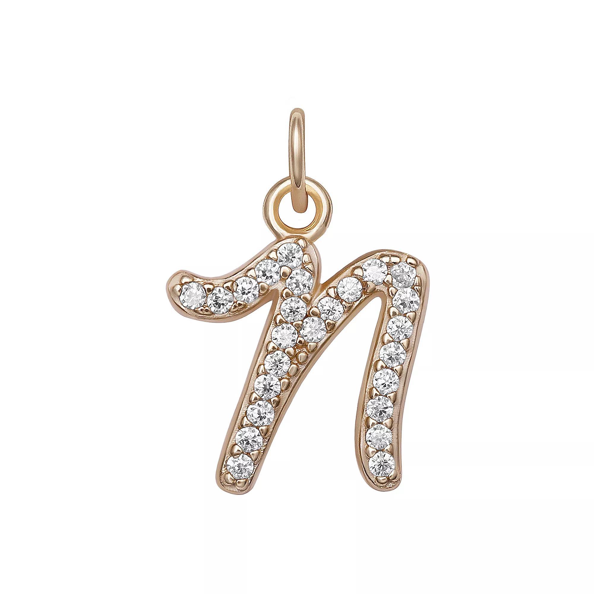 LC Lauren Conrad Sterling Silver Cubic Zirconia Initial Charm, Womens, Gold Tone O Product Image