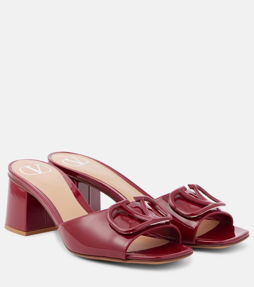 VALENTINO GARAVANI Women's Patent Leather Block Heel Slide Sandals In Red Product Image