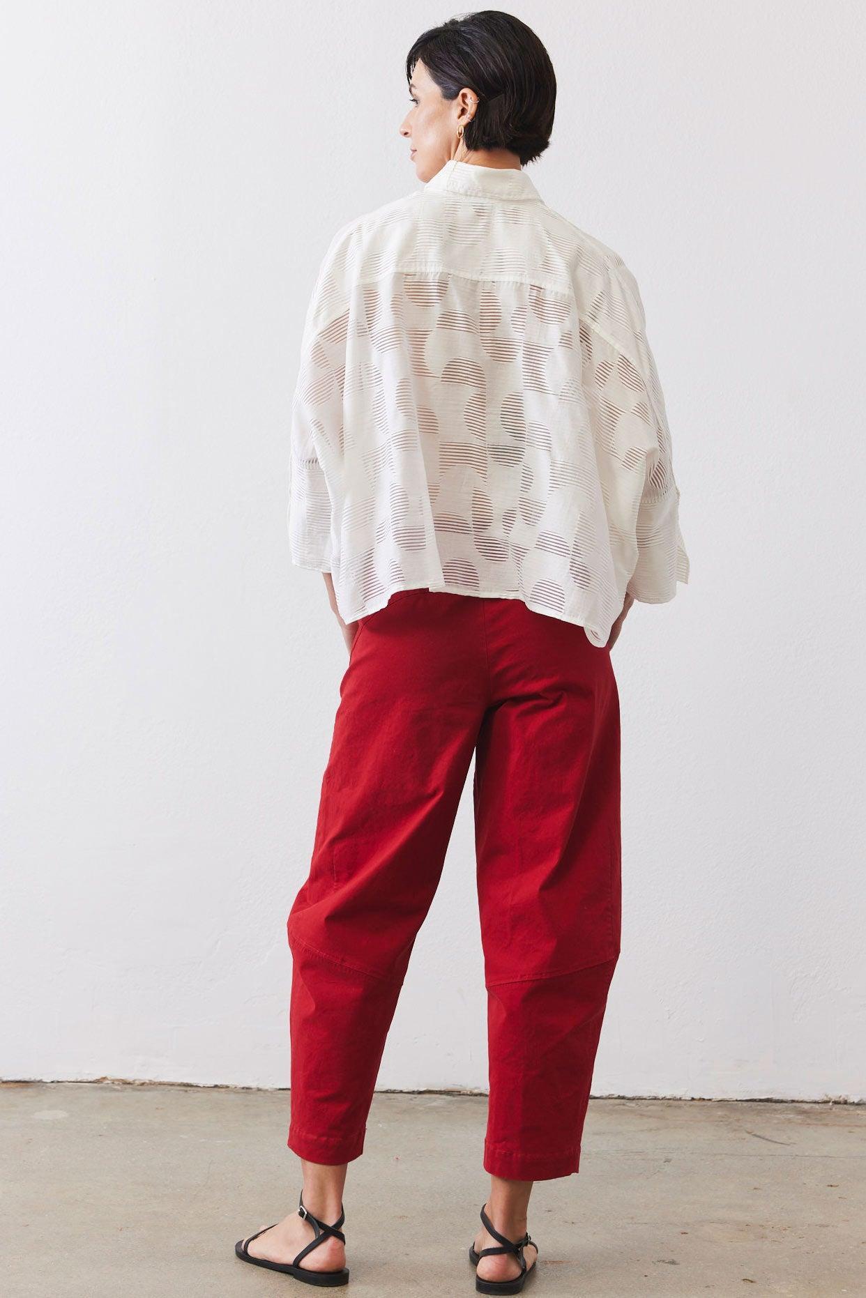Oversized Geo Sheer Cropped Blouse Product Image