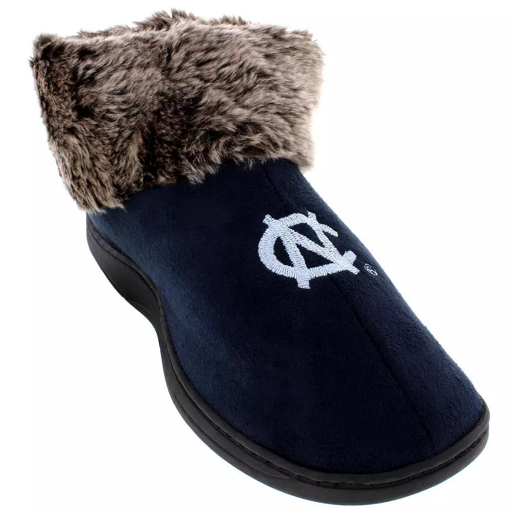 North Carolina Tar Heels Faux-Fur Slippers, Women's, Size: Small, Black Product Image