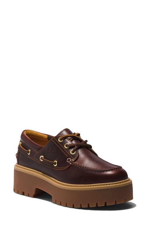 Timberland Stone Street 3 Eye Leather Premium Platform Lug Sole Boat Shoes Product Image