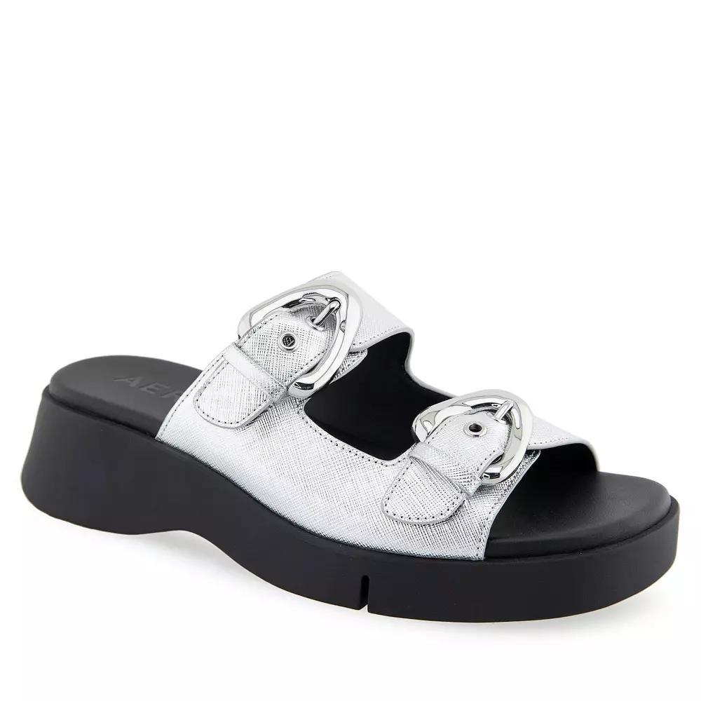 Aerosoles Faith Women's Block Heeled Slide Sandals, Size: 10 Medium, Silver Grey Product Image
