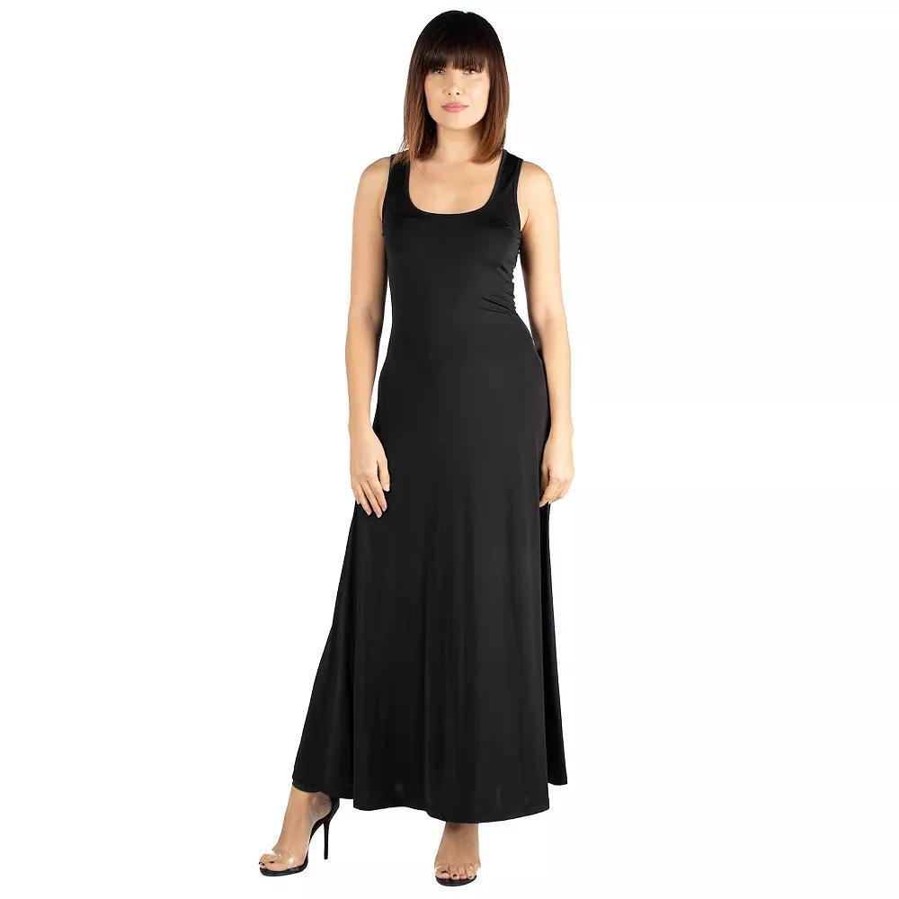 Women's 24seven Comfort Apparel Fit And Flare A-Line Sleeveless Maxi Dress, Size: Small, Black Product Image