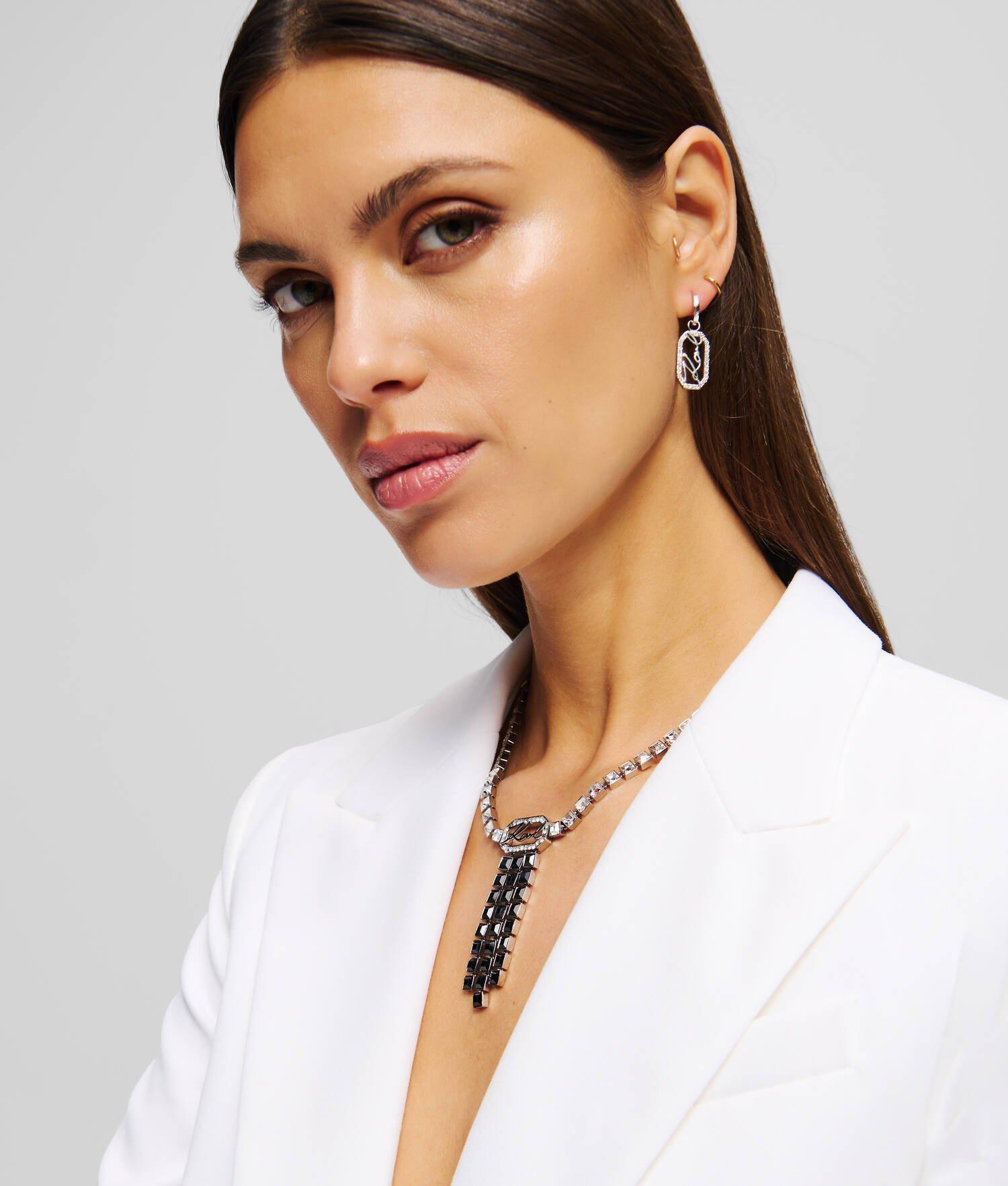 KARL SIGNATURE PAVÉ DROP EARRINGS Product Image