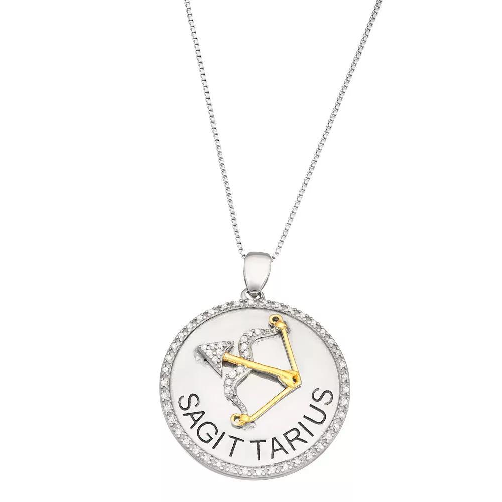 Jewelexcess 1/6 Carat T.W. Diamond Two-Tone Sterling Silver Zodiac Pendant Necklace, Womens Aquarius Product Image