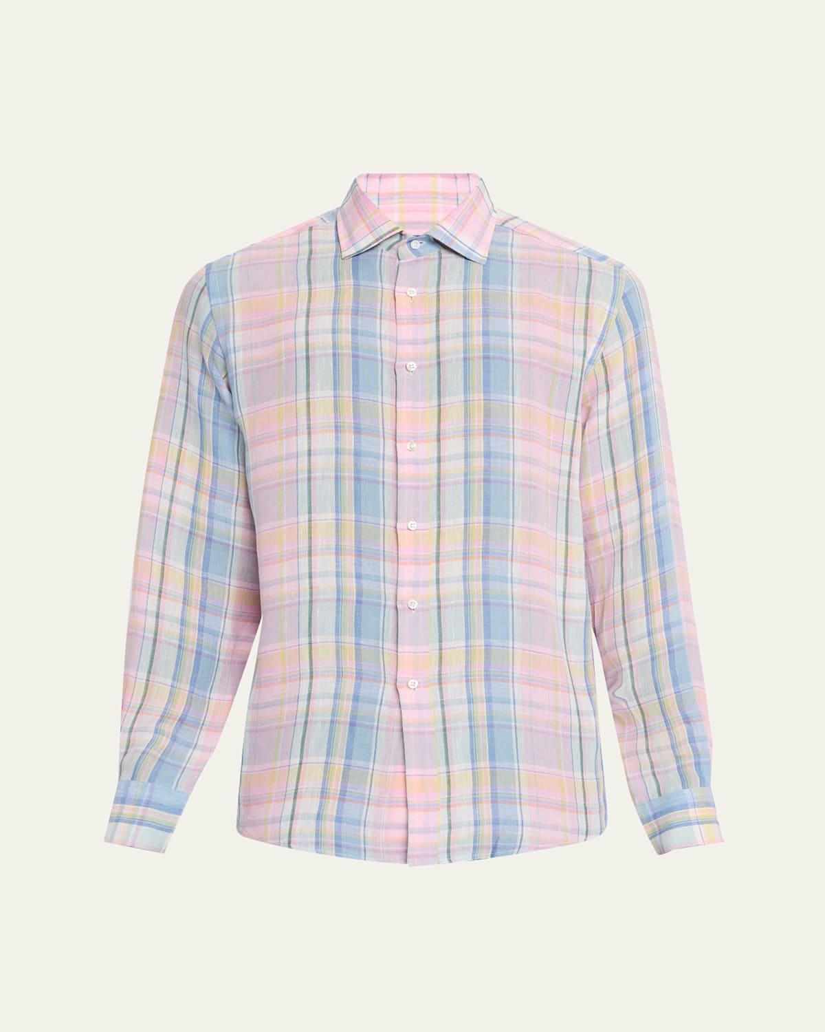 Mens Aston Plaid Linen Sport Shirt Product Image