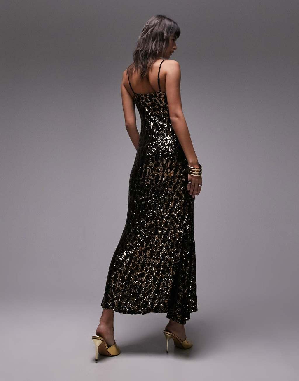Topshop animal sequin maxi dress Product Image