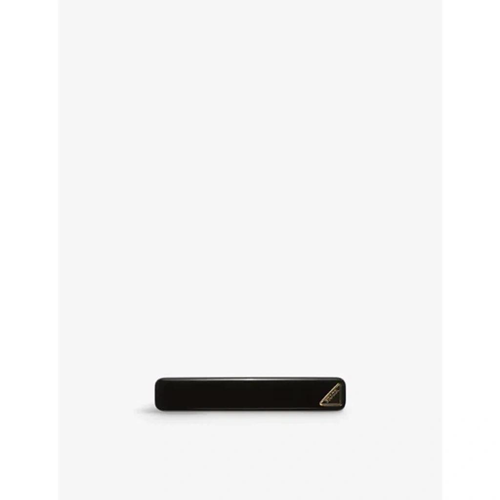 PRADA Womens Black Triangle-logo Plexiglas Hair Clip Product Image