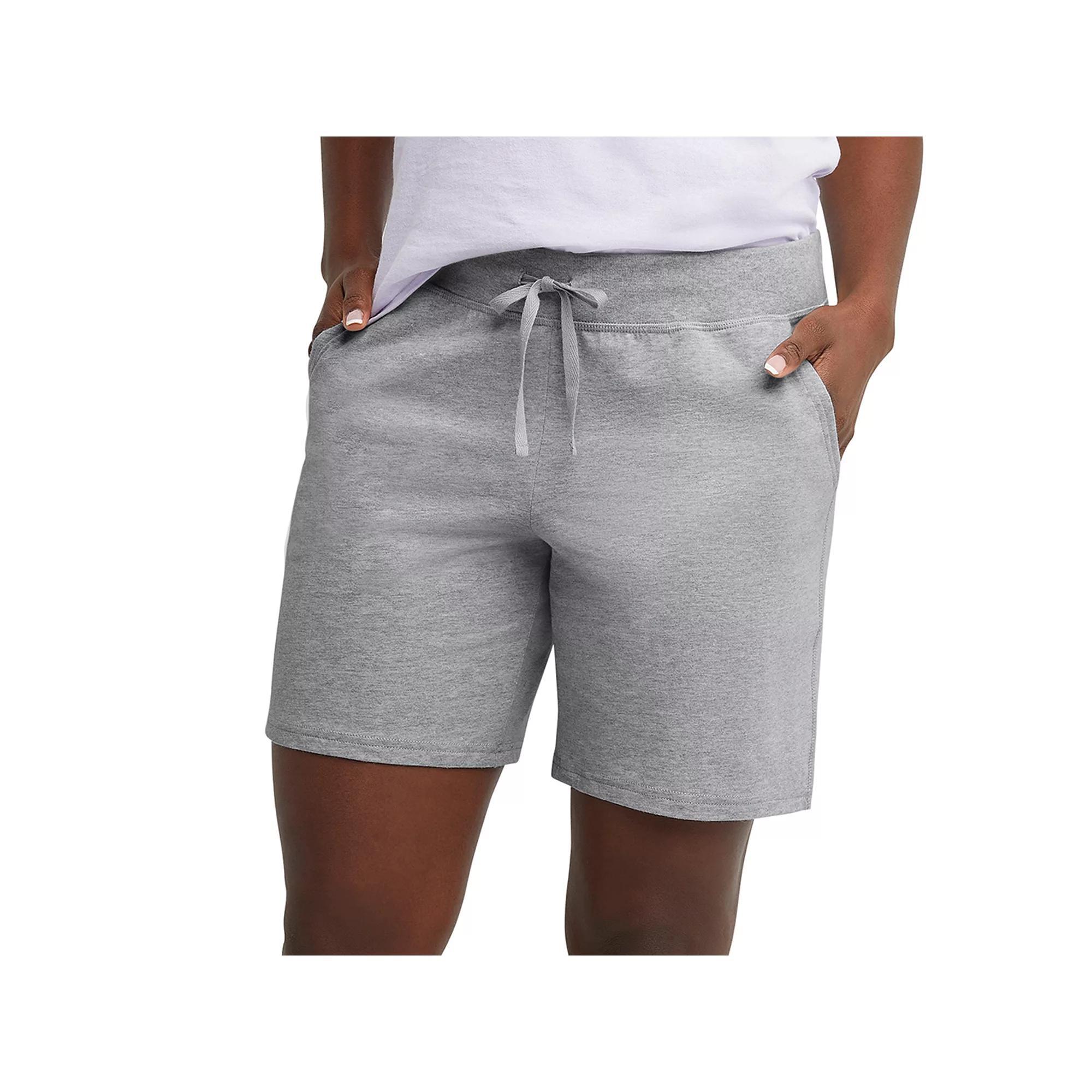 Women's Hanes® Jersey Drawstring Shorts, Size: XL, Light Silver Product Image