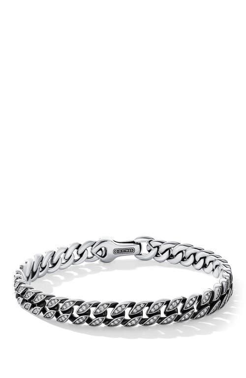 David Yurman Men's Pavé Curb Chain Bracelet in Silver Pave/White Diamond at Nordstrom, Size Medium Product Image