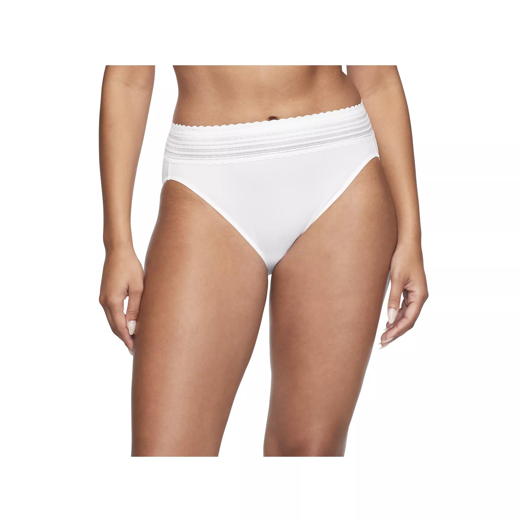 Warners No Pinching, No Problems® Dig-Free Comfort Waist with Lace Microfiber Hi-Cut 5109J, Women's, Size: XL, White Product Image
