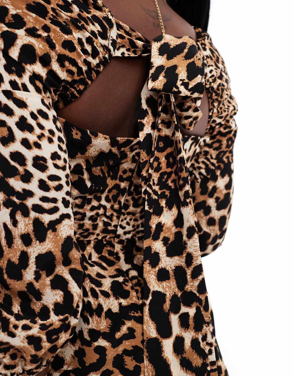 The Frolic exclusive tie back mini skater dress in leopard  Product Image
