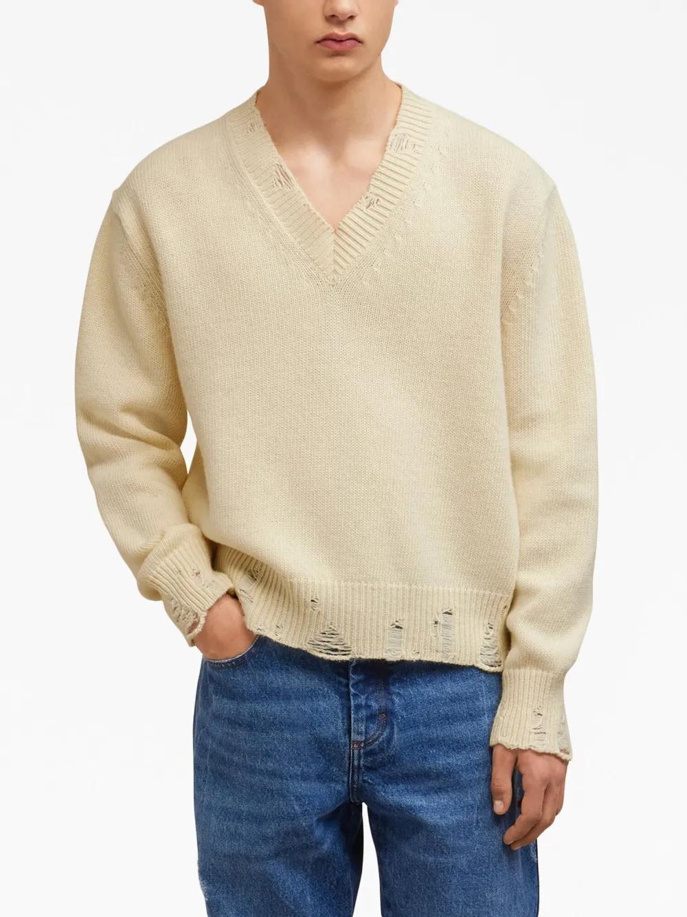ripped V-neck jumper Product Image