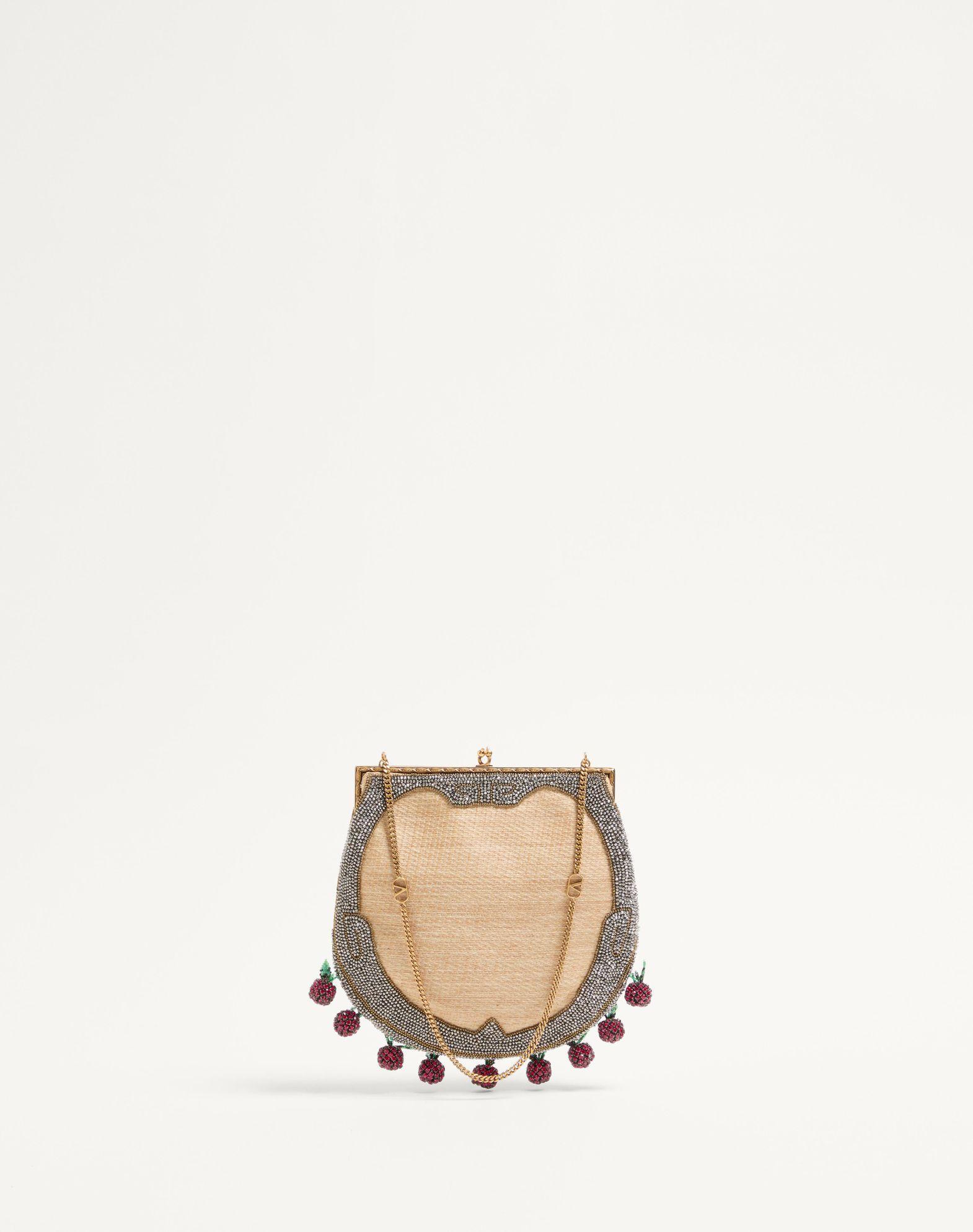 Valentino Garavani Nellcote Fairytales Beaded Clutch In Jacquard Raffia With Cherryfic Pattern Product Image