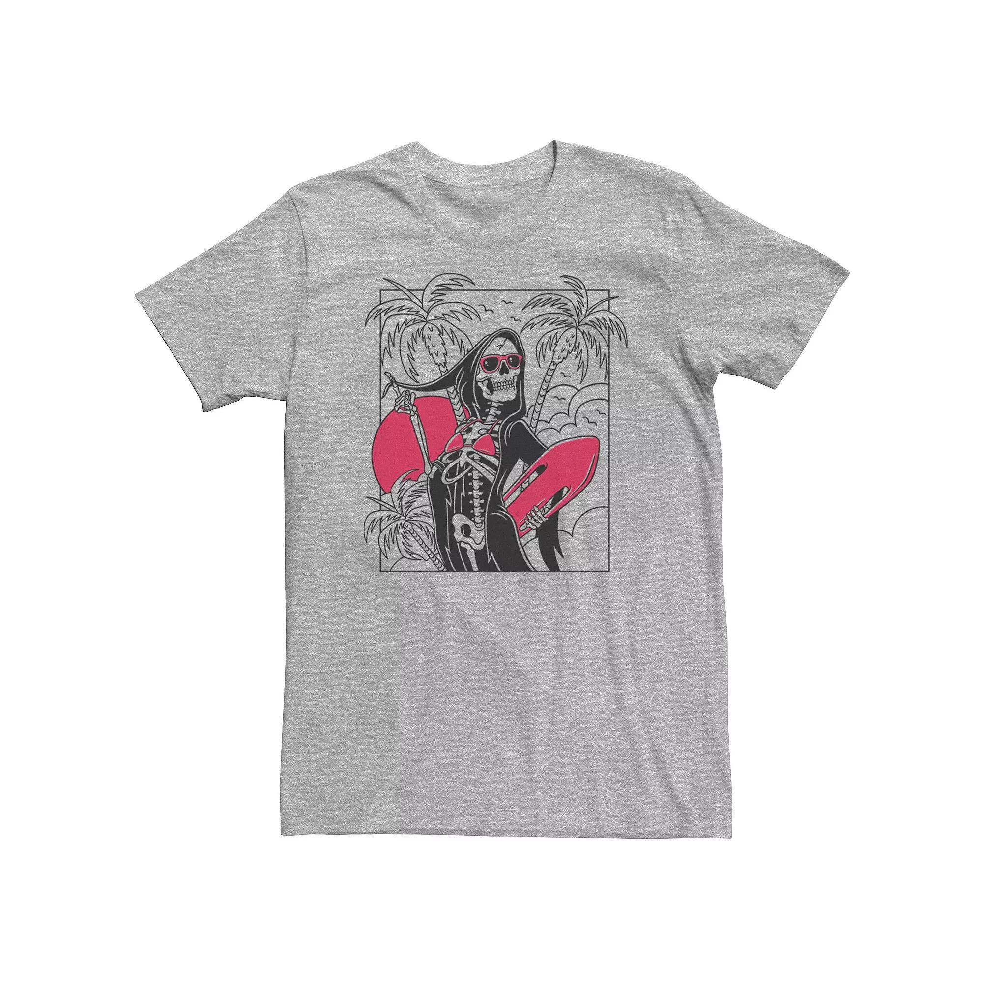 Big & Tall Surfing Grim Reaper Portrait Tee, Men's, Size: XXL Tall, Athletic Grey Product Image