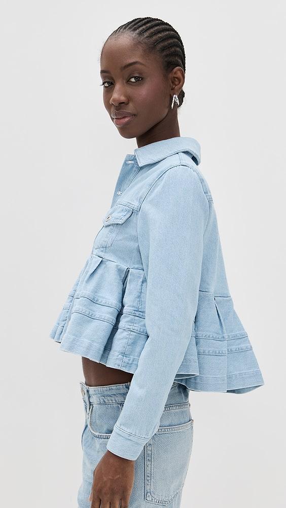 Marques'Almeida Soft Blue Denim Cropped Flounce Jacket | Shopbop Product Image