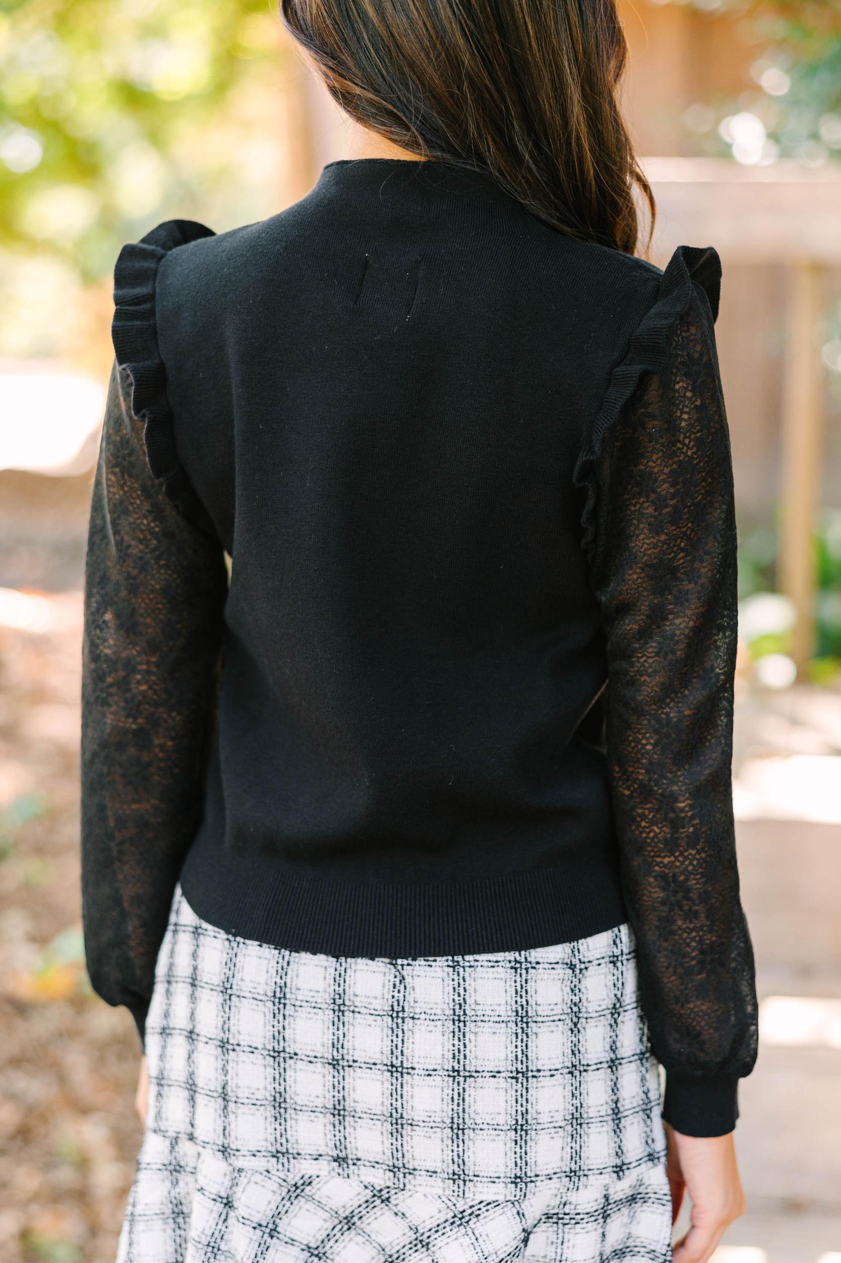 All Around The Way Black Ruffled Sweater Female Product Image