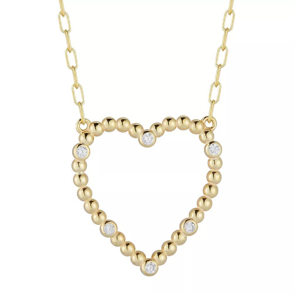 Sunkissed Sterling Cubic Zirconia Open Heart Necklace, Women's, Gold Tone Product Image