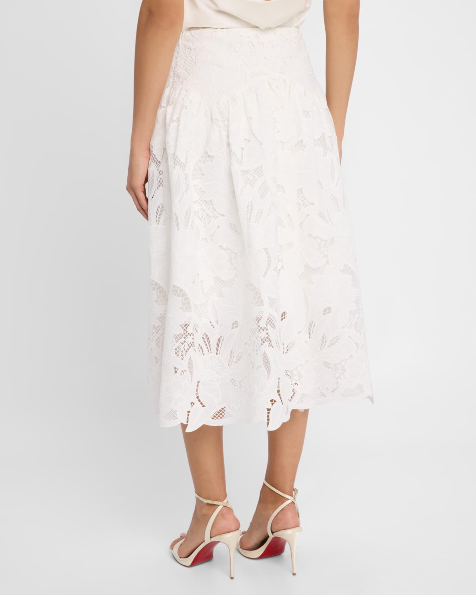 Roxie Embroidered Floral Lace Midi Skirt Product Image