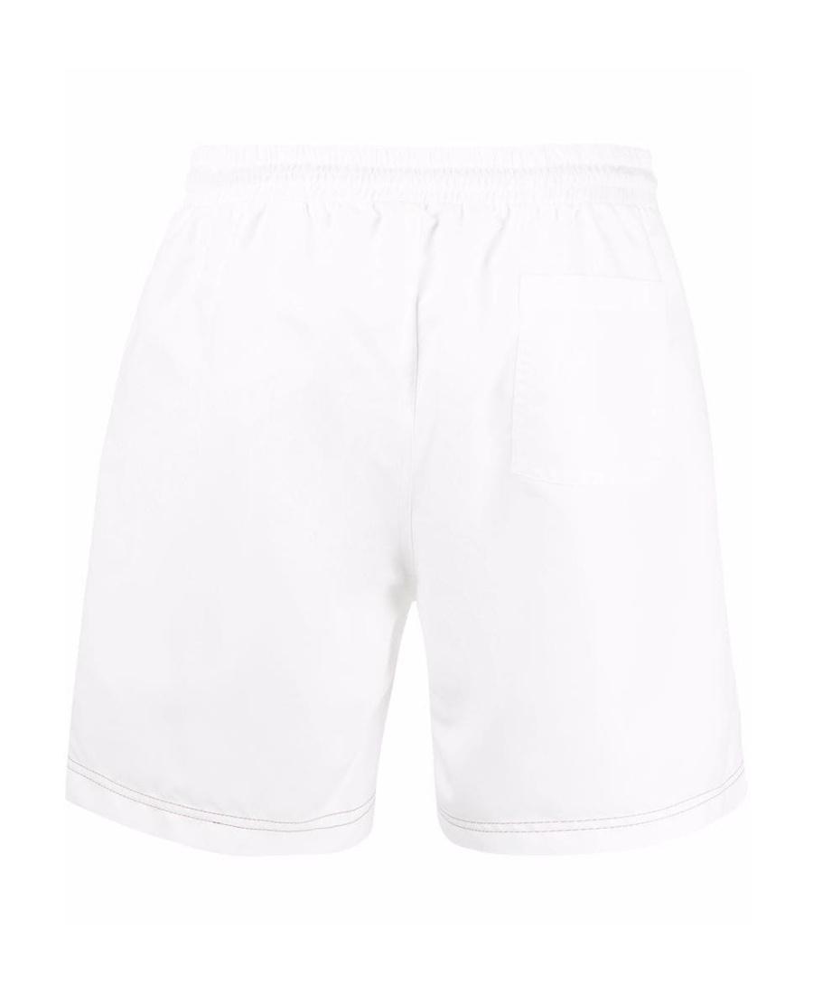 BRUNELLO CUCINELLI Straight-leg Long-length Logo-embroidered Swim Shorts In White Product Image